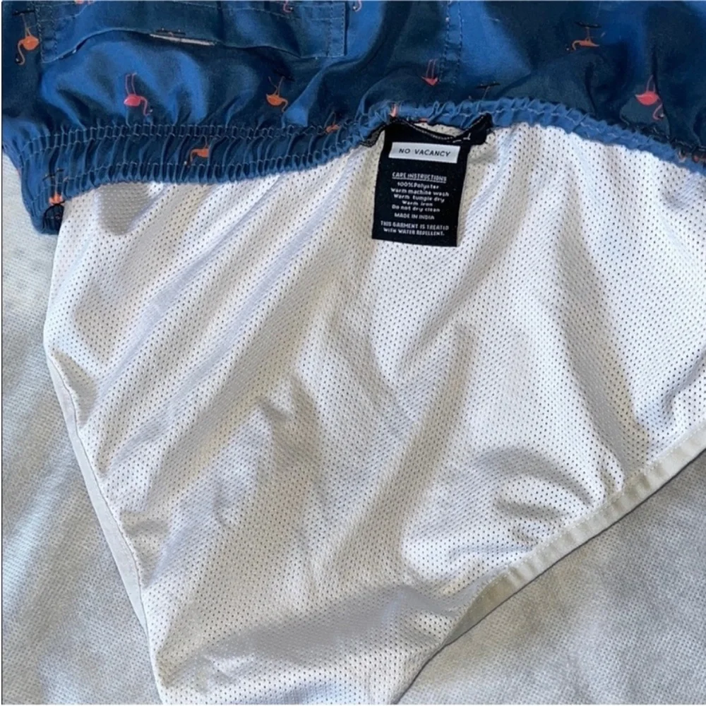 Tropical Sea Turtle Flamingo Print Swim Board Shorts Swimsuit Trunks Small S